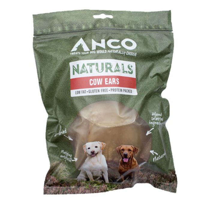 Anco Naturals Cow Ears Dog Treats – 100% Natural, Low Fat Beef Chews