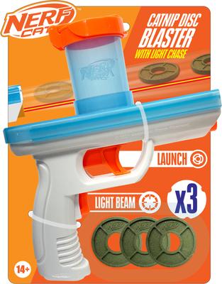 Nerf Cat catnip blaster toy with 3 catnip discs, 7.88 inches