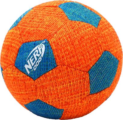 Nerf Dog X-Weave Soccer Squeak Ball – 5in, Orange & Blue