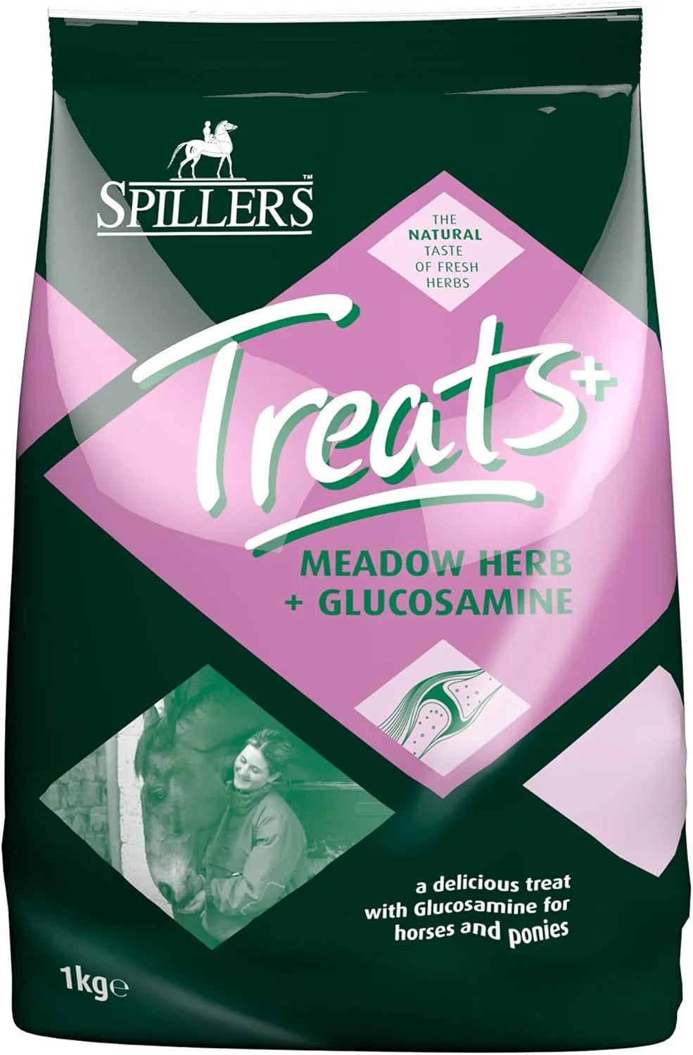 SPILLERS Meadow Herb & Glucosamine Horse Treats 1kg - Delicious Treat to Reward Horses and Ponies - Fresh Herbal Flavoured with Added Glucosamine for Joint Health