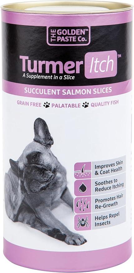 The Golden Paste Company TurmerItch Salmon Slices – Soothes Itchy Dog Skin Relief - Skin & Coat Supplement for Dogs - 200 Grain Free Soft Chews - Supplements for Dogs - Natural Dog Treats - All Ages