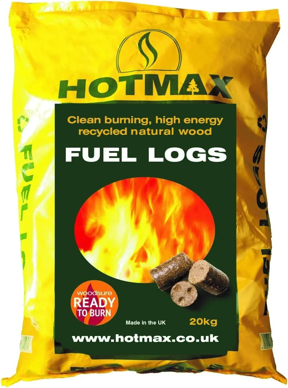 Hotmax 10HOTM Recycled Natural Wood Fuel Logs,20 kg