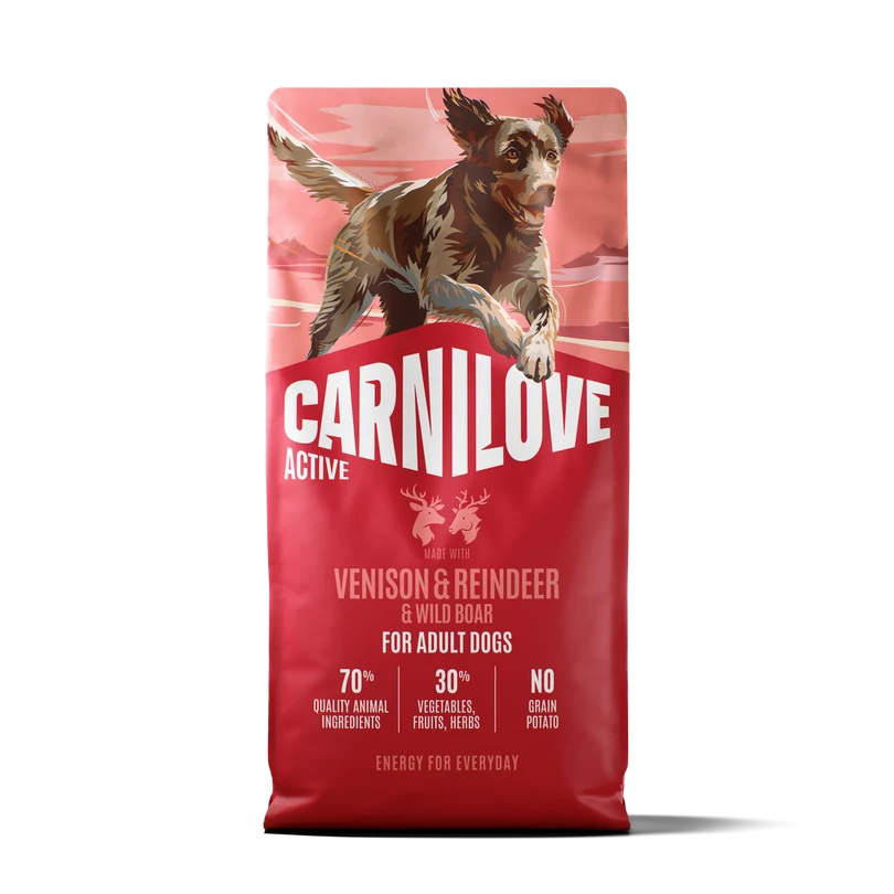 Carnilove Active Venison, Reindeer & Wild Boar Grain-Free Dry Dog Food for Active Adult Dogs 12kg
