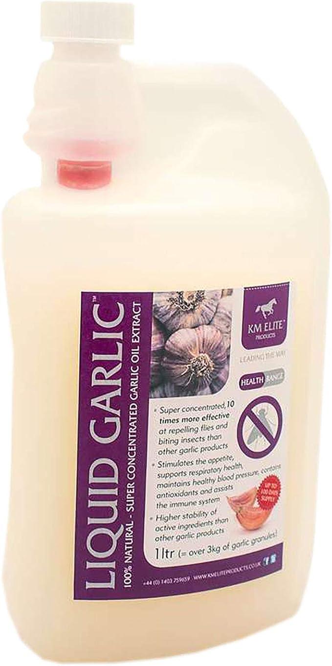 KM Elite Liquid Garlic | Fly Repellent Supplement | Supports Immune System | Stimulates Appetite | Super Concentrated | High Quality Ingredients (1ltr)