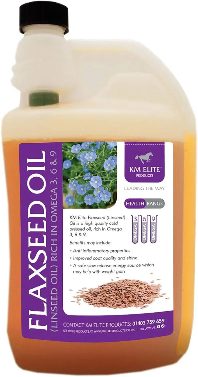 KM Elite Flaxseed Linseed Oil | Aids Digestion | Improves Mobility & Flexbility | Supports Immune System | Coat Care & Allergies (5ltr)