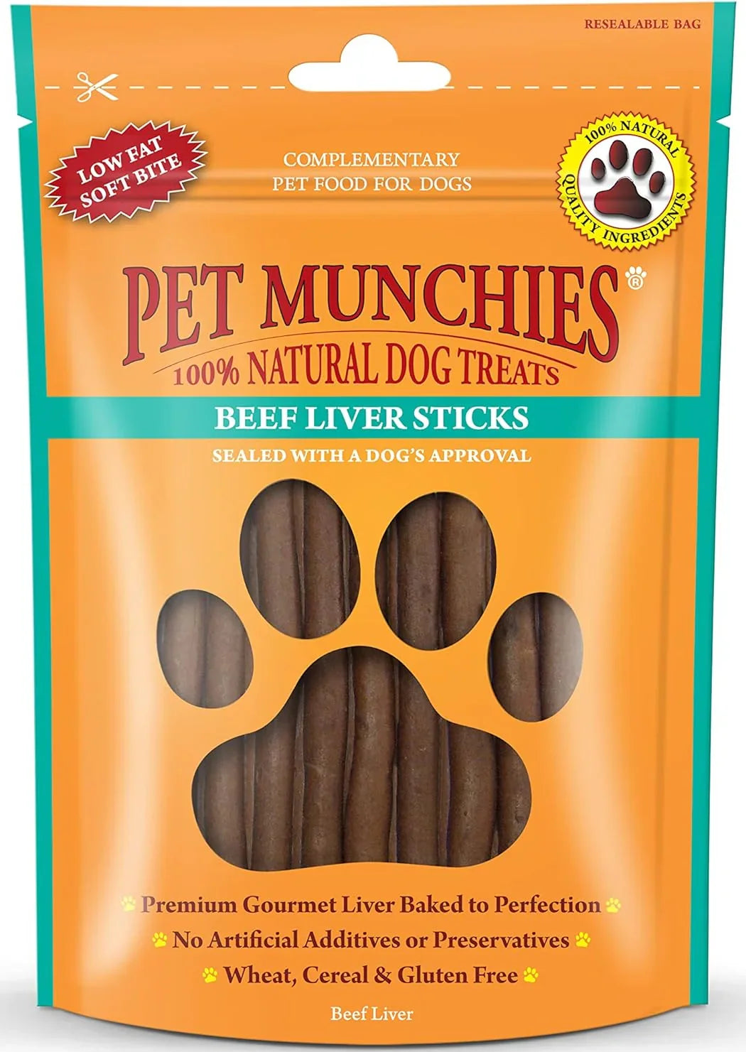 Pet Munchies Beef Liver Sticks Dog Treats, Premium Grain Free Dog Chews with Natural Real Meat, Low in Fat and High in Protein 90g
