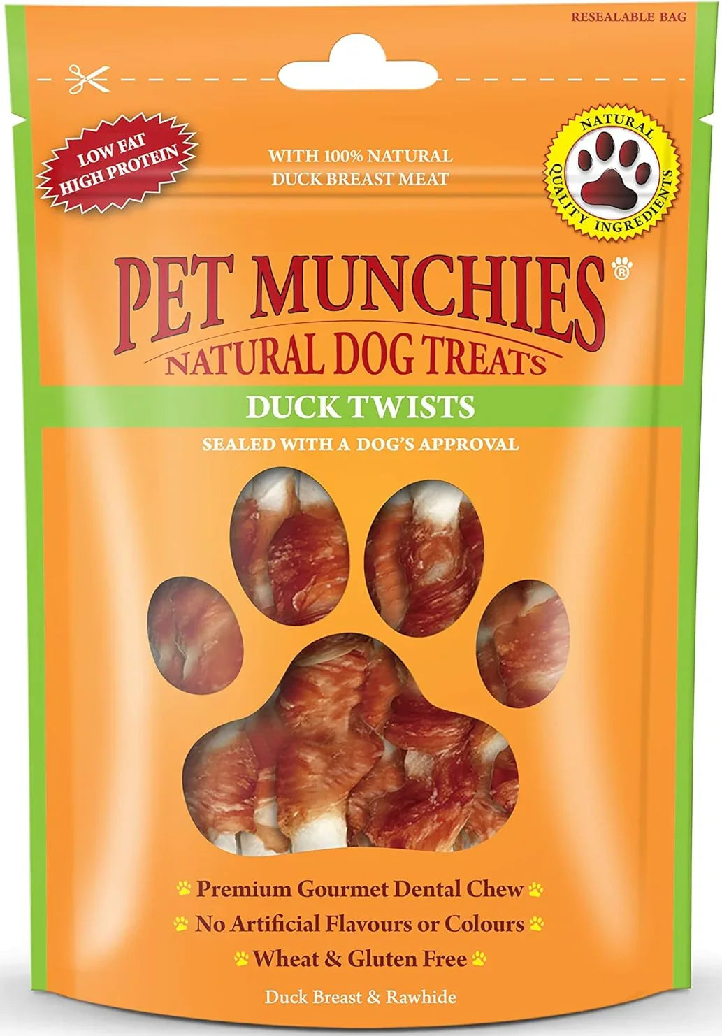 Pet Munchies Duck Twists Dog Treats, Premium Grain Free Dental Sticks with Natural Real Meat, Low in Fat and High in Protein 80g
