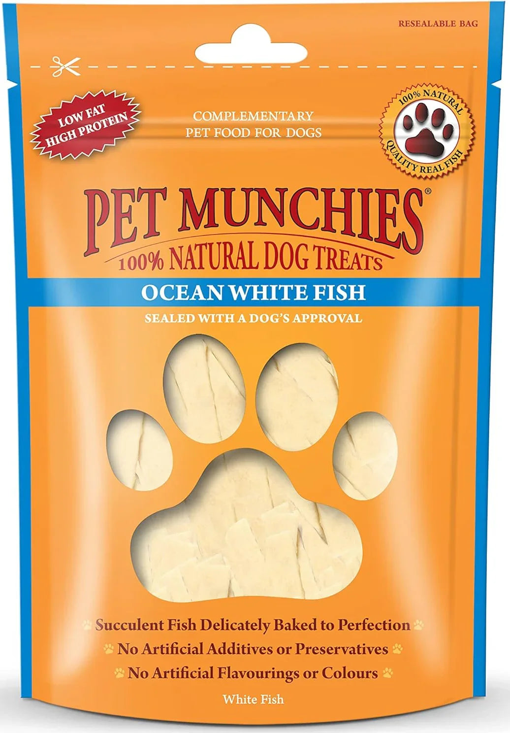 Pet Munchies Ocean White Fish Dog Treats, Healthy Dog Chews with Natural Real Meat, Low in Fat and High in Protein 100g