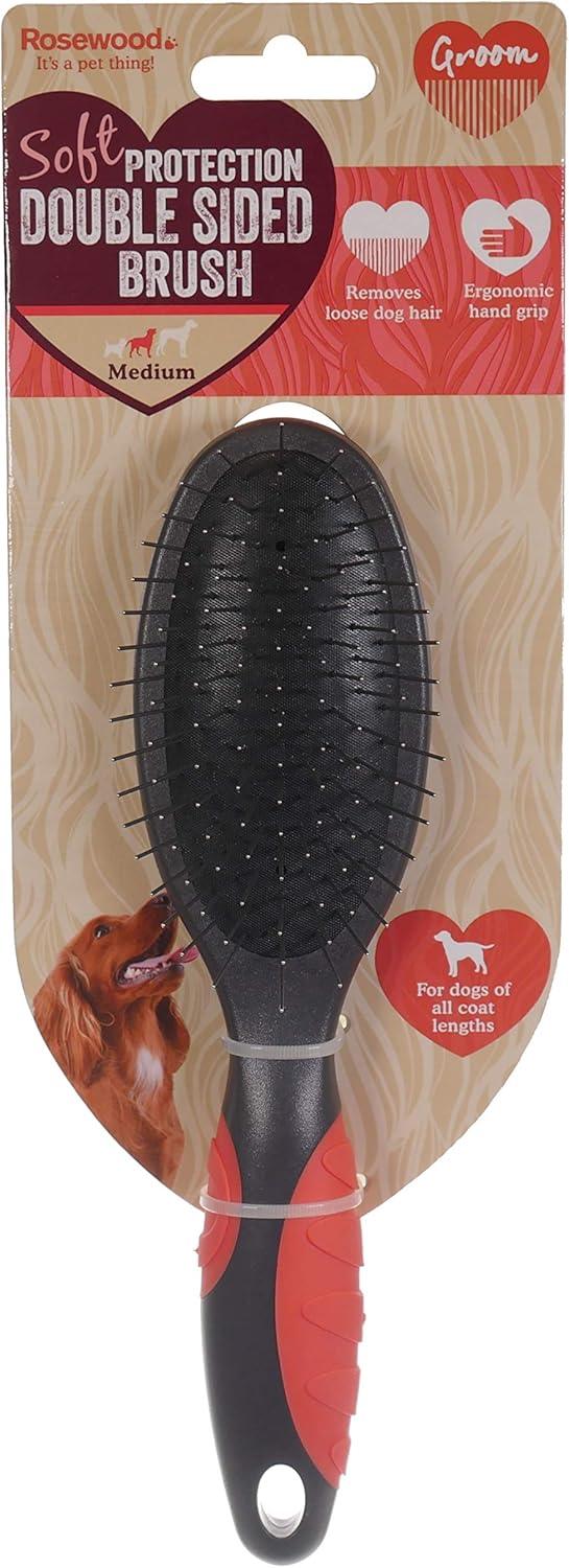 Rosewood Soft Protection Double Sided Brush for Dogs, Medium