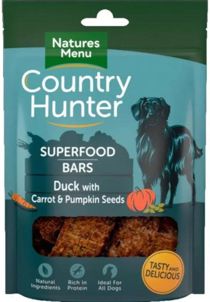 Natures Menu Country Hunter Superfood Dog Bars Duck with Carrot & Pumpkin Seeds 7x100gm