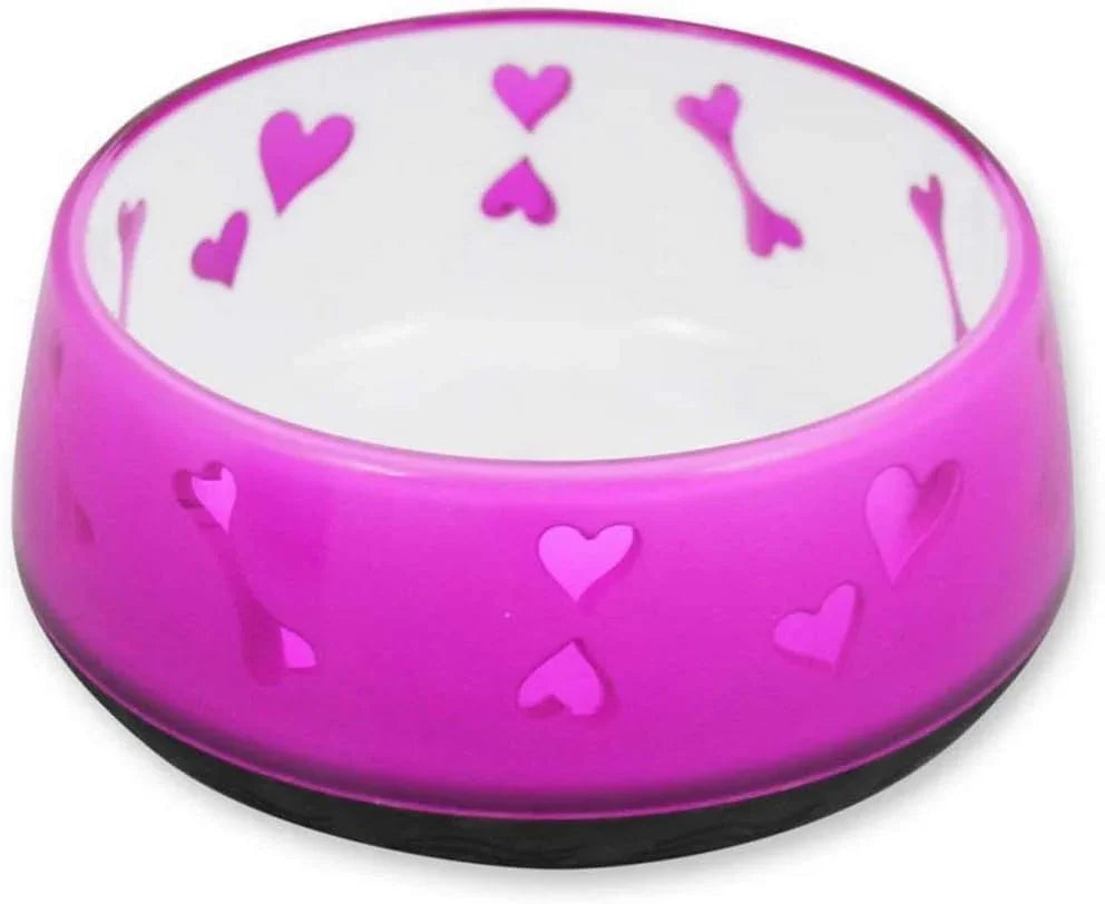 All For Paws Anti Slip Dog Bowl Pink Hearts Medium