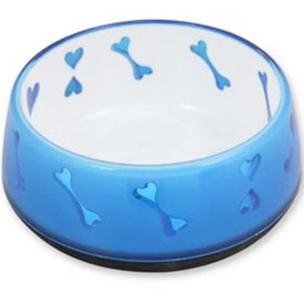 All For Paws Anti Slip Dog Bowl Blue Hearts Large