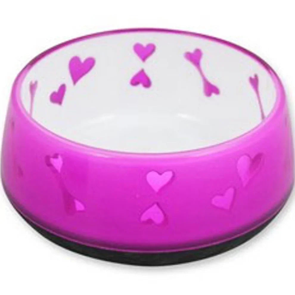 All For Paws Anti Slip Dog Bowl Pink Hearts Large