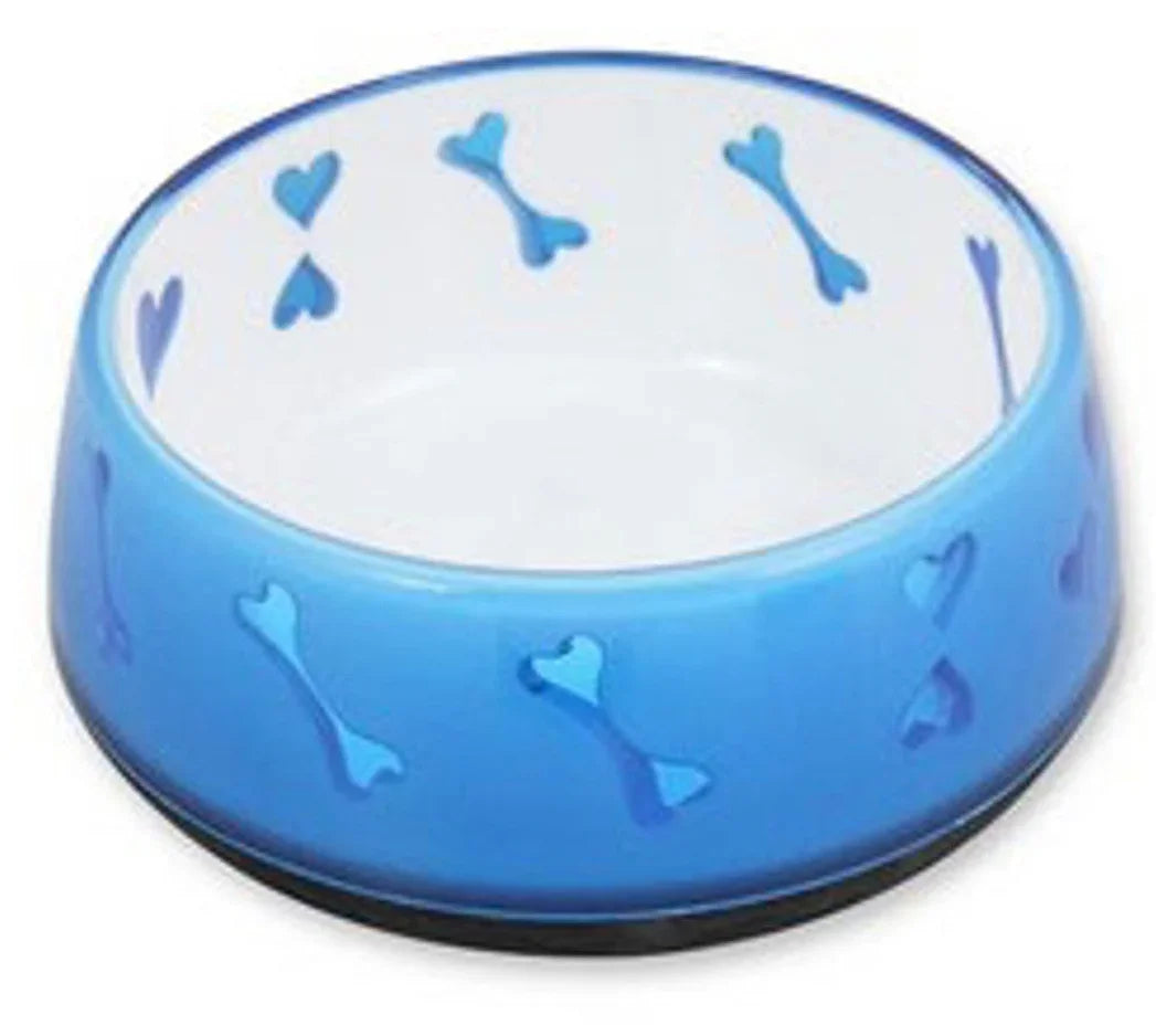 All For Paws Anti Slip Dog Bowl Blue Hearts Small