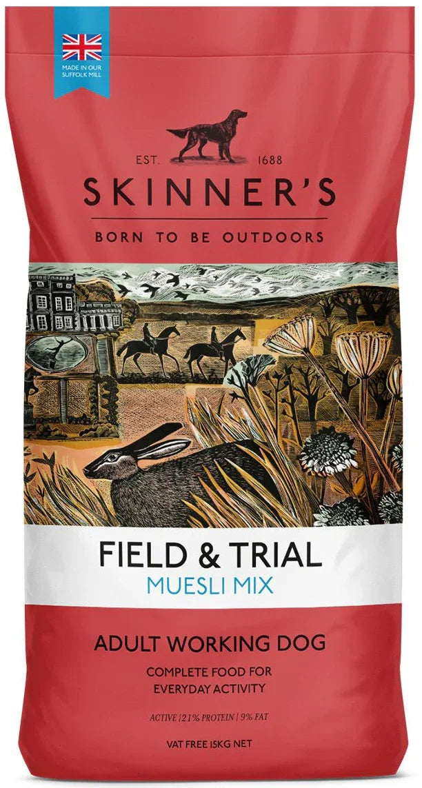 Skinner’s Field & Trial Muesli Mix – Complete Dry Adult Dog Food, For Fussy Eaters, Mixed Kibble for Variety, 15kg