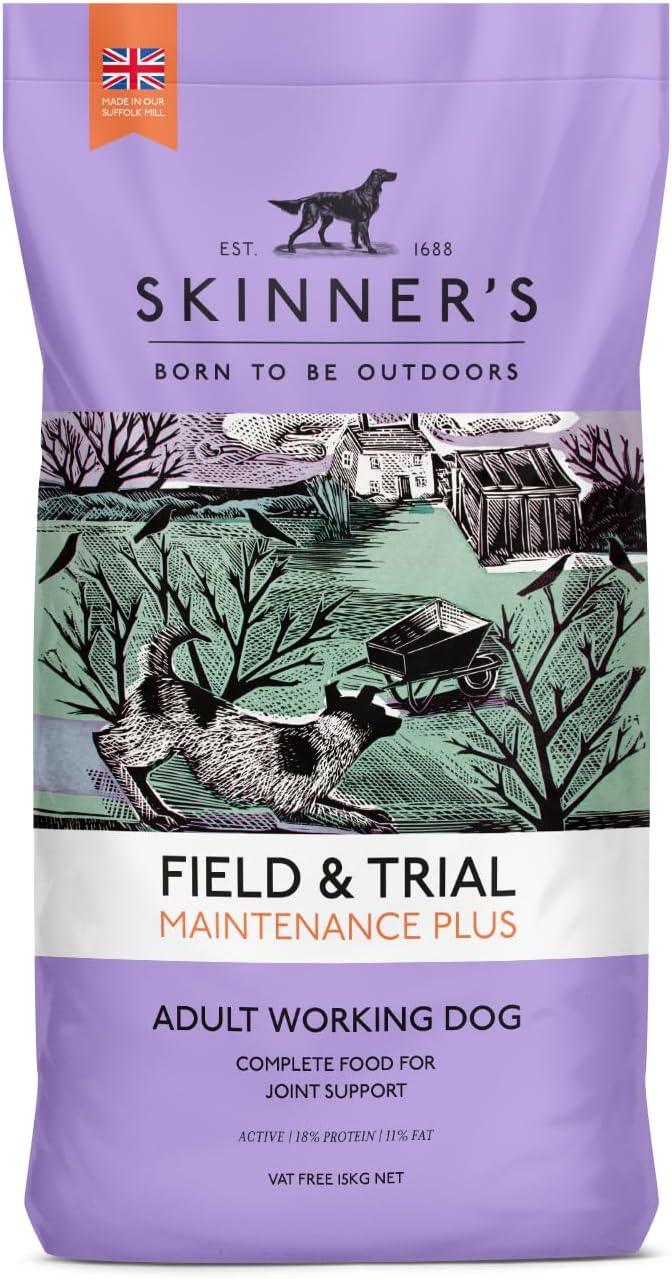 Skinner’s Field & Trial Maintenance Plus – Complete Dry Adult Dog Food, For Less Active Dogs, Contains Joint Aid, 15kg