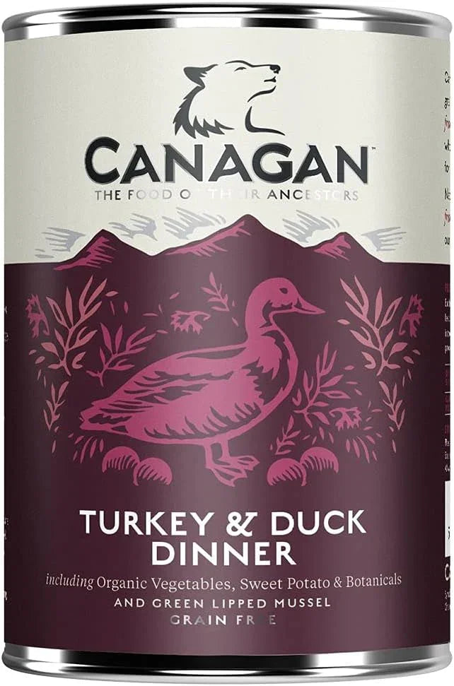 CANAGAN GRAIN FREE TURKEY & DUCK DINNER FOR ADULT DOGS ( 6TINS ) SOLD BY PETS AND PASTIMES LTD