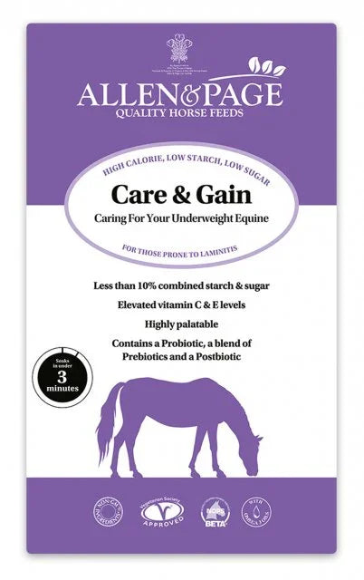 Allen & Page Care & Gain 20kg – High-Calorie Low-Starch Feed for Horses, Ponies