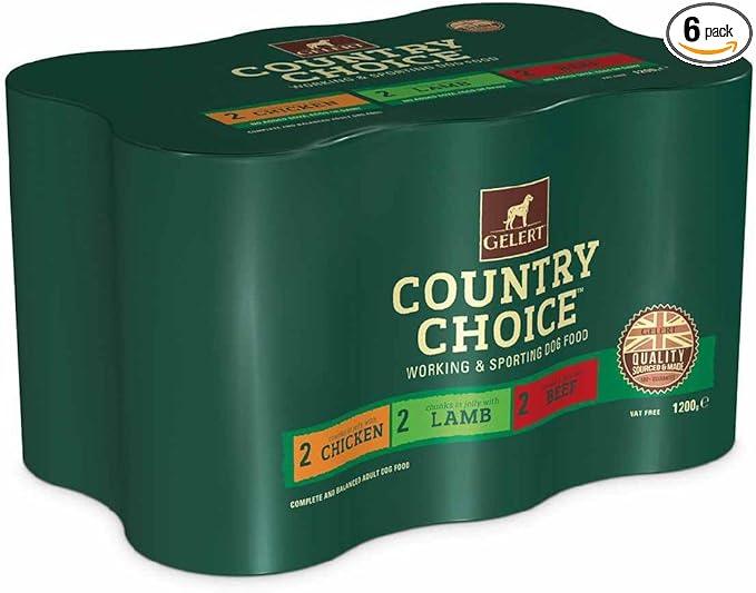 CAMBRIAN 6 x 1200g Gelert Country Choice Beef Chicken & Lamb Wet Dog Food Variety Pack