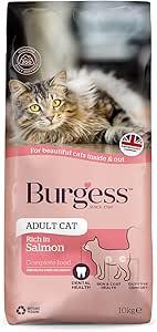 Burgess Dry Cat Food for Adult Cats Rich in Salmon, 10 kg