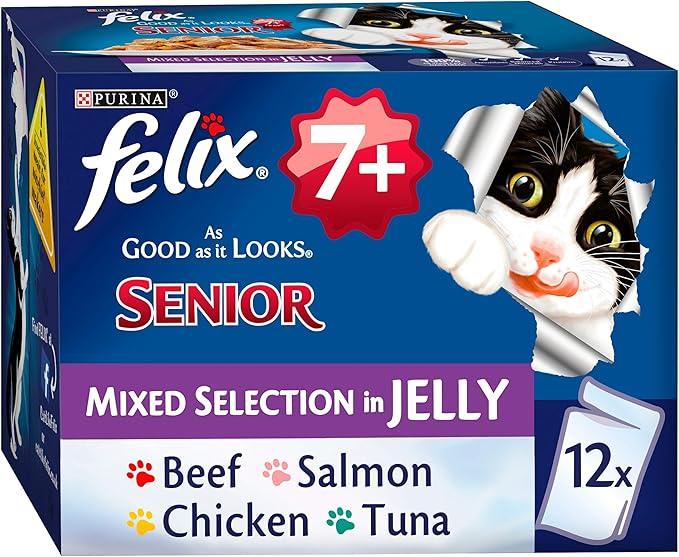 Felix As Good As It Looks Senior Cat Food Mixed, 12 x 100g