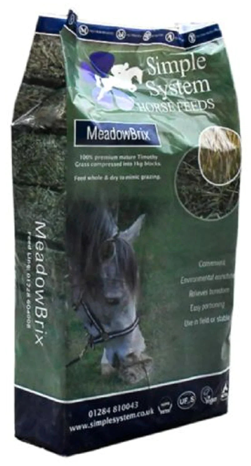 Simple System MeadowBrix Grass Bricks 20kg – Compressed Timothy Grass Blocks For Horses