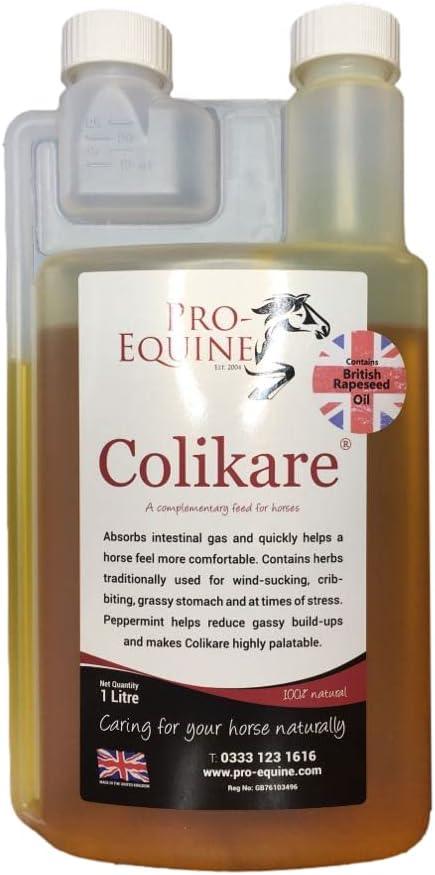 Pro-Equine Colikare 1 litre feed supplement for happy tummies.