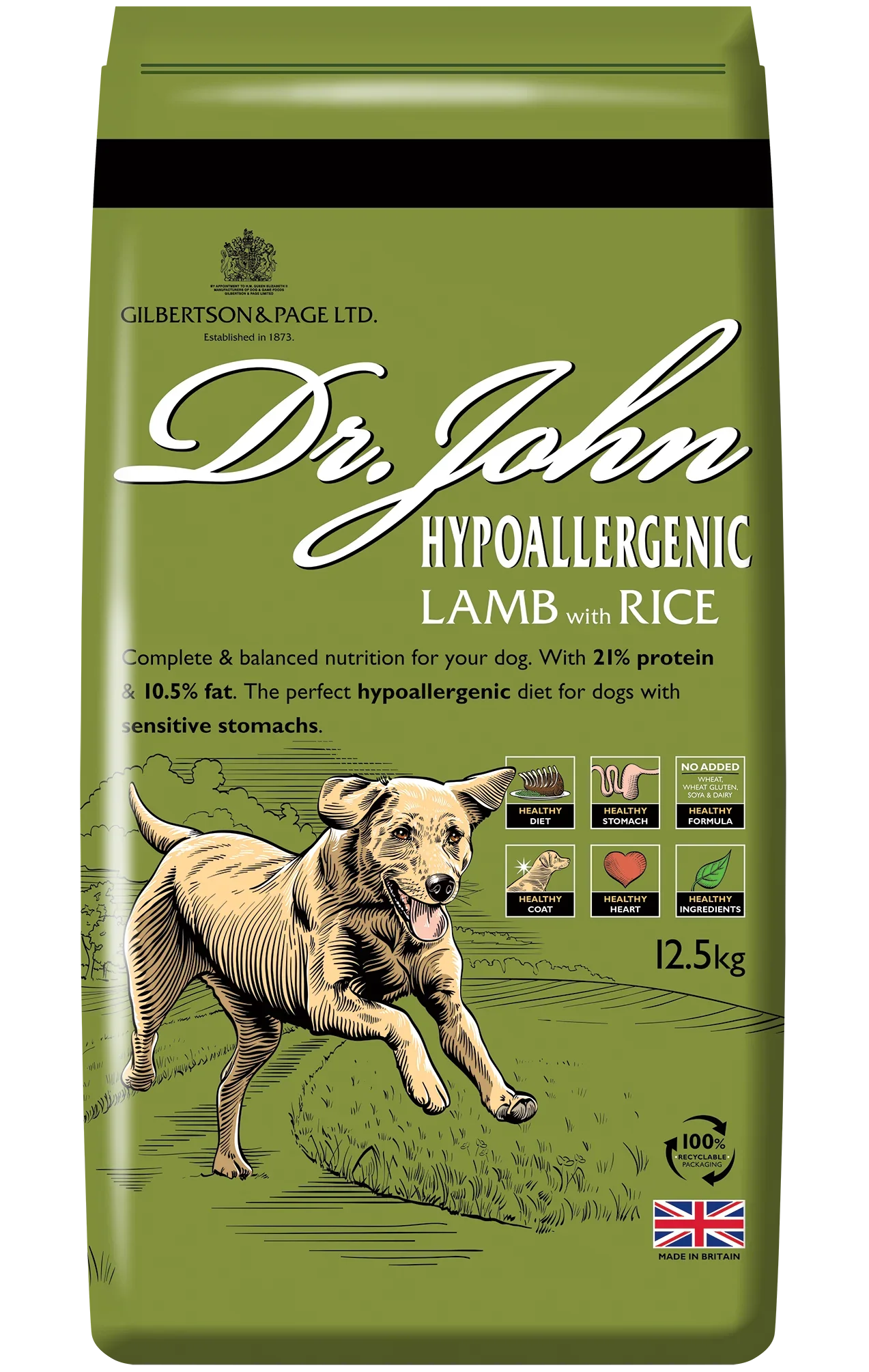 Dr John Wheat-Free Hypoallergenic Dry Dog Food 12.5kg - Lamb with Rice Dog Food