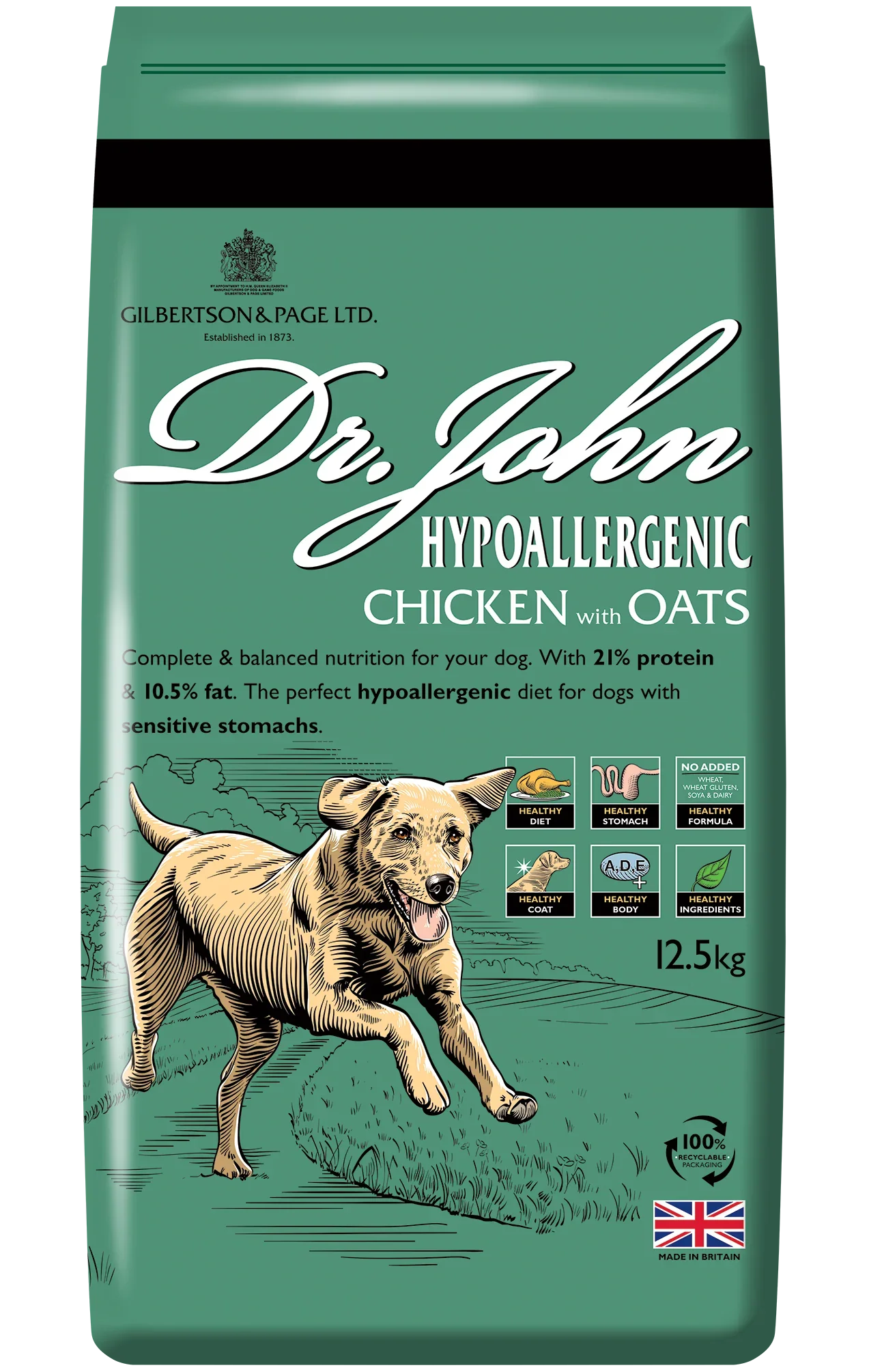 Dr. John Hypoallergenic Chicken with Oats 12.5kg - Wheat Free Dog Food