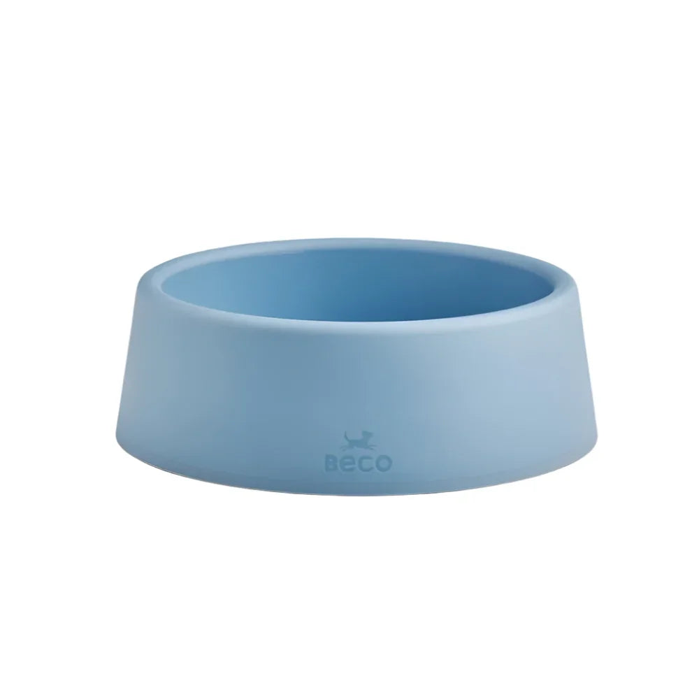 Beco Steady Dog Bowl - Recycled Plastic, Non-Slip Rubber Base, Blue - Small