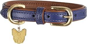 Digby & Fox Padded Leather Greyhound Collar Navy M