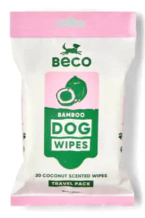 Beco Bamboo Dog Grooming Travel Wipes Coconut Scented 20pk