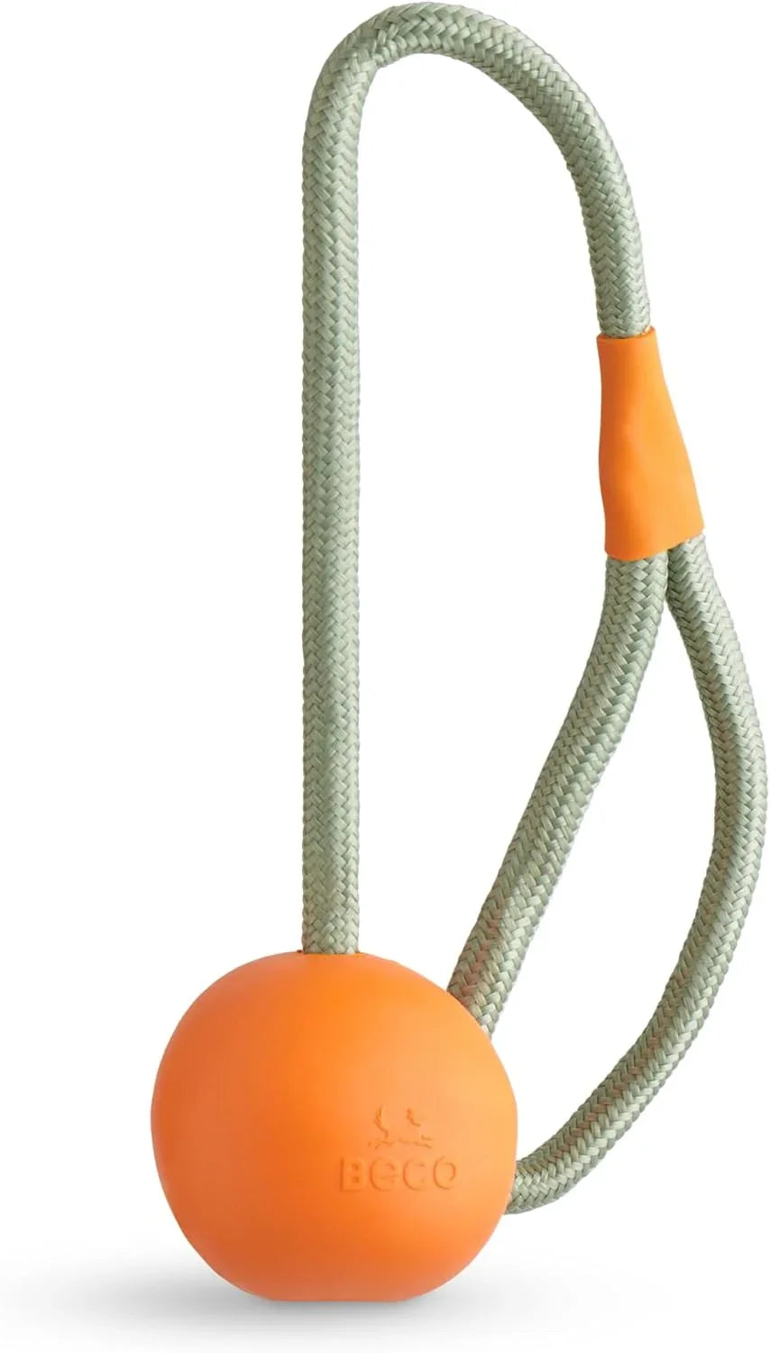 Beco Slinger Ball - Natural Rubber Ball on a Rope Toy for Dogs - Orange