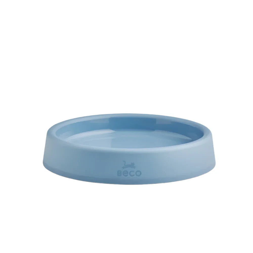 Beco Steady Cat Bowl - Recycled Plastic, Non-Slip Rubber Base, Whisker Friendly - Blue