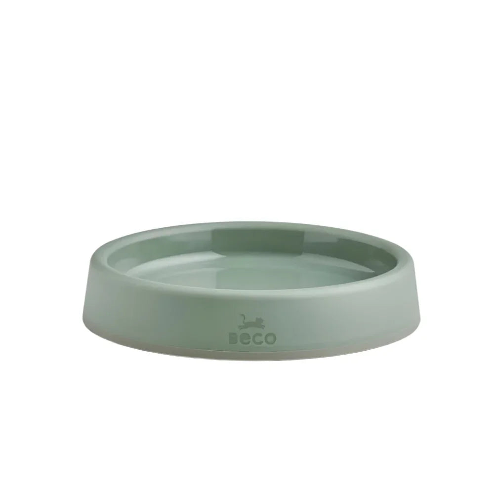 Beco Steady Cat Bowl - Recycled Plastic, Non-Slip Rubber Base, Whisker Friendly - Green