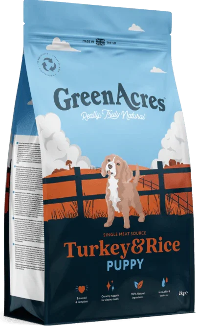 GreenAcres Puppy Turkey and Rice Dog Food 2KG