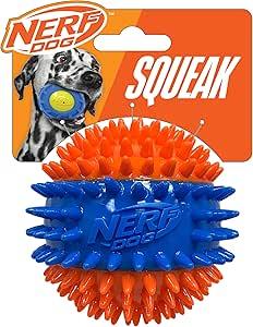 Nerf Dog 3-Part Spike Squeak Ball 2.7In Orange/Blue