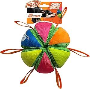 Nerf Dog Plush Squeak & Crunch Wedge Ball With Straps 5.9In
