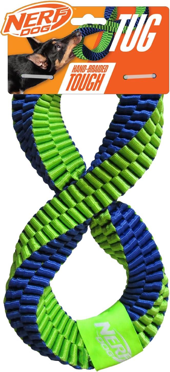 Nerf Dog Nylon Square Braided Twisted Infinity Tug 12In Blue/Green