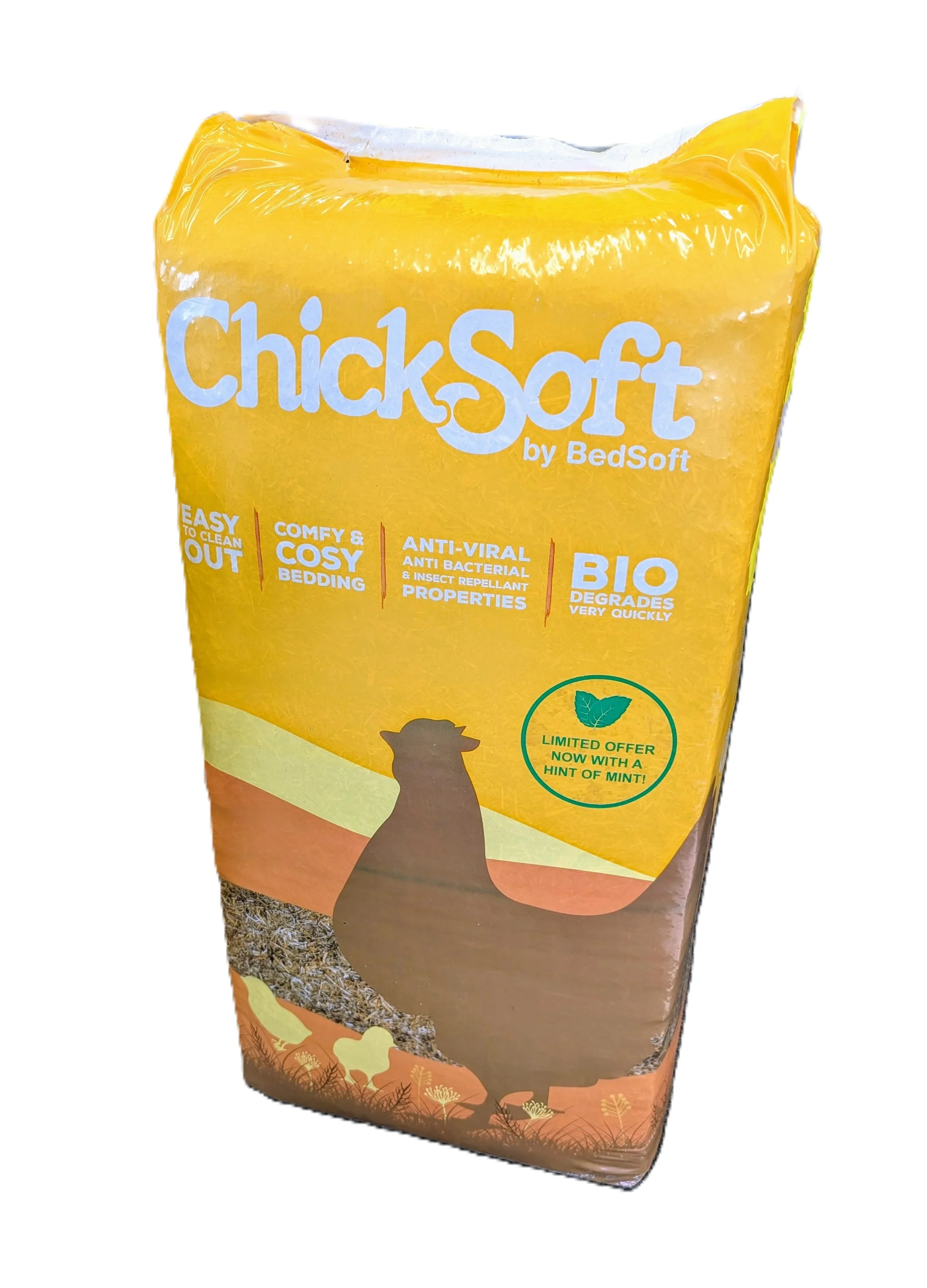 Chicksoft Poultry Bedding with Mint – Naturally Fresh, Highly Absorbent Wheat Straw Bedding 16kg Bale