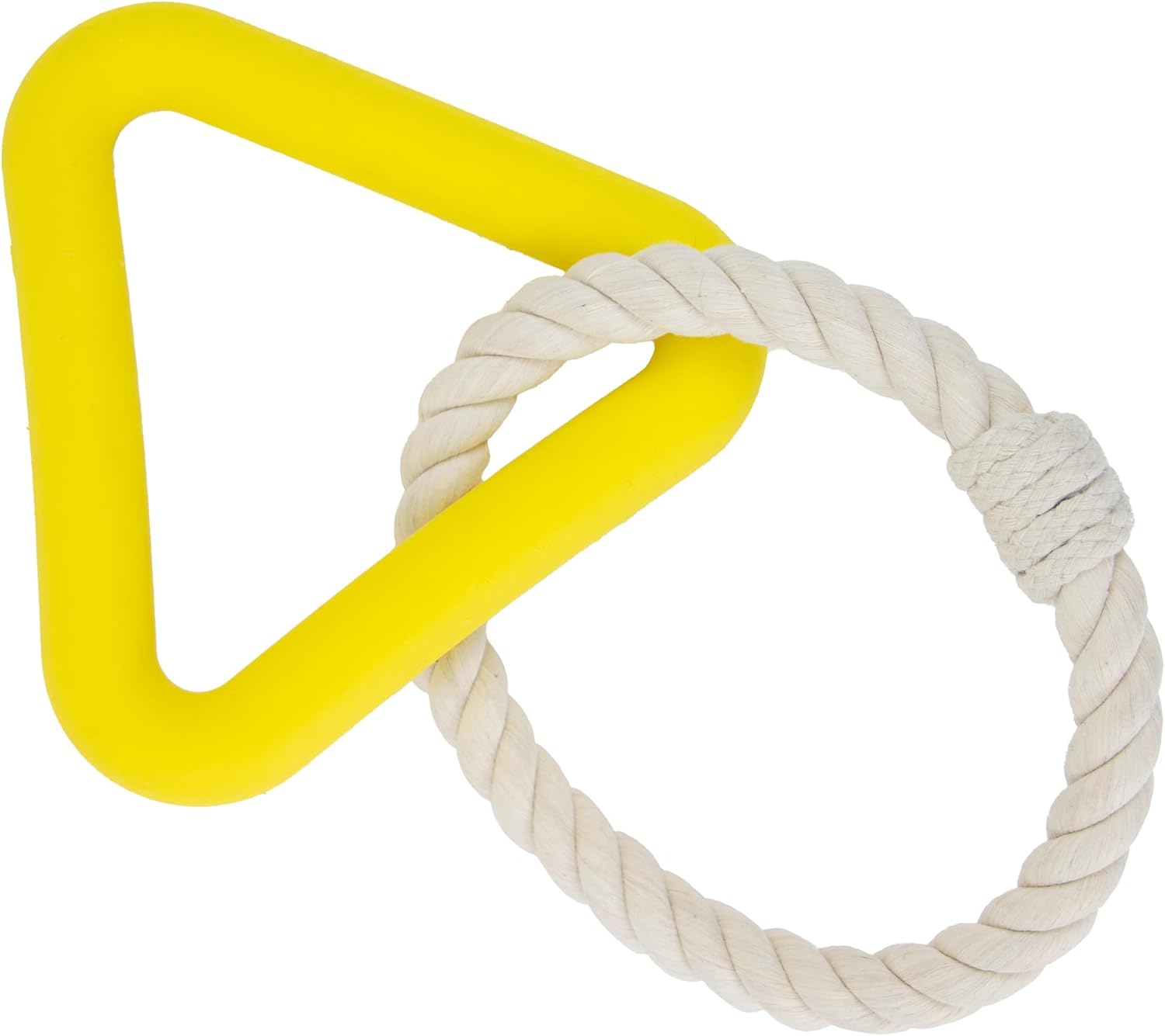 Ancol Playtime Natural Ropey Triangle Dog Toy Yellow – Cotton Rope Tug & Chew Toy