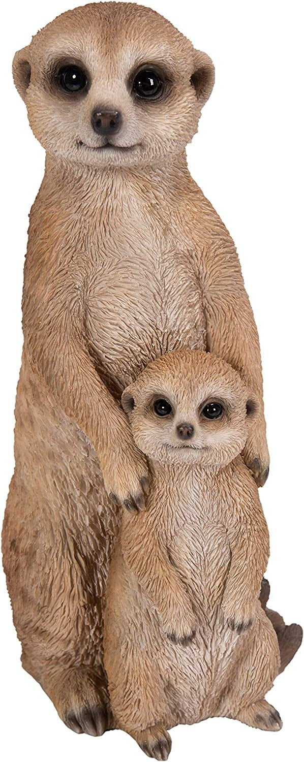 Vivid Arts Real Life Mother & Baby Meerkat – Size D Garden Ornament