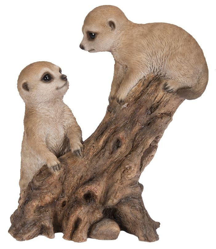 Vivid Arts Playful Climbing Baby Meerkats – Size B Resin Garden Ornament