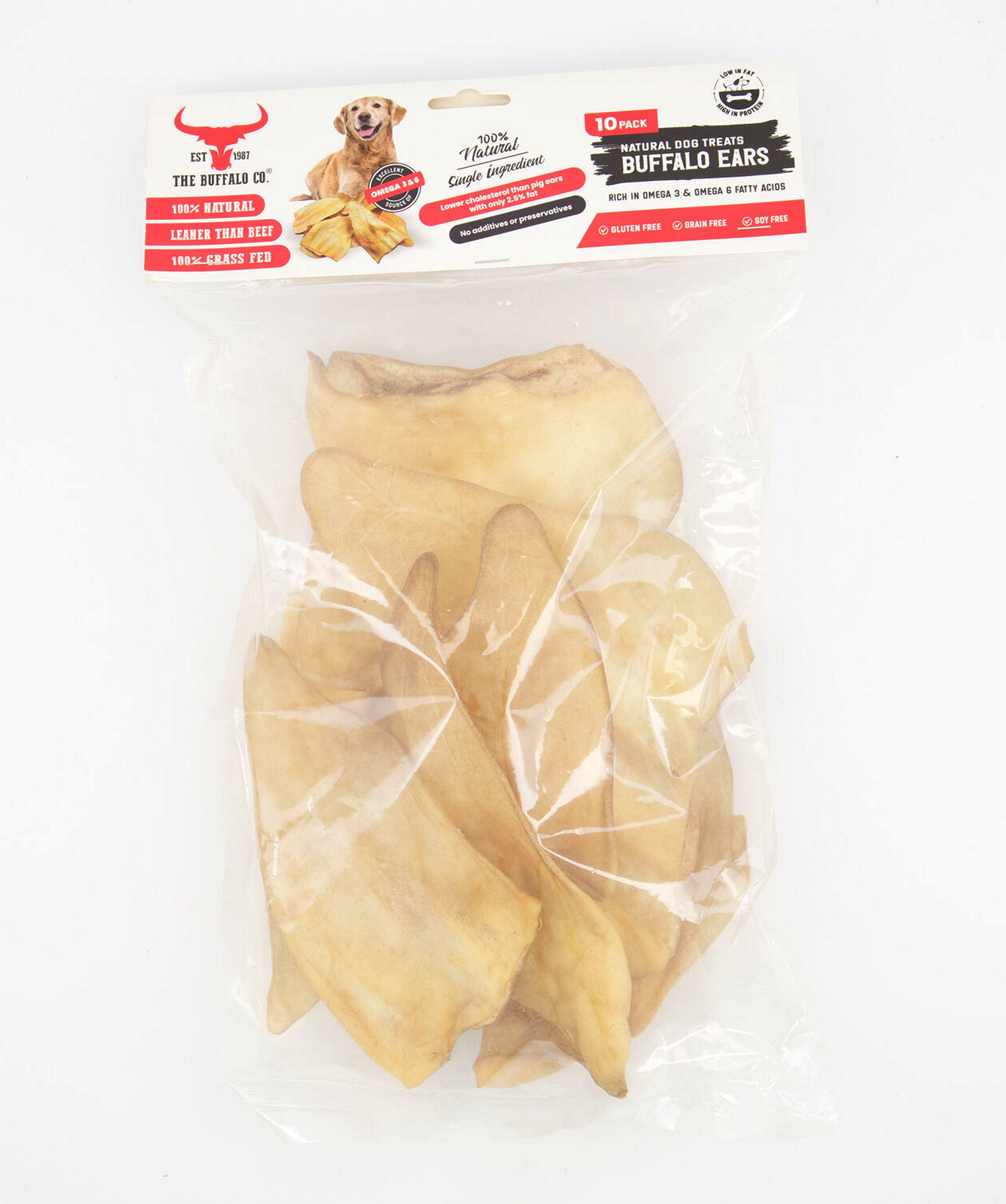 The Buffalo Co. Buffalo Ears – 10 Pack Natural Dog Chews