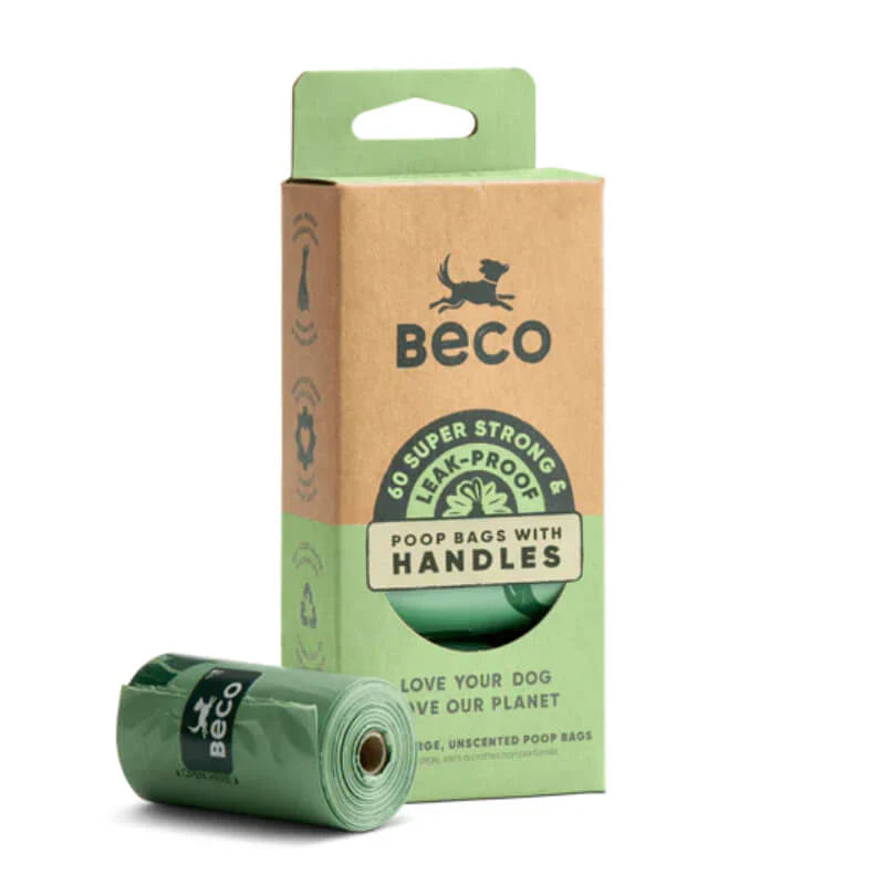 BECO POOP BAGS SCENTED WITH HANDLES X 60 BAGS ON ROLLS