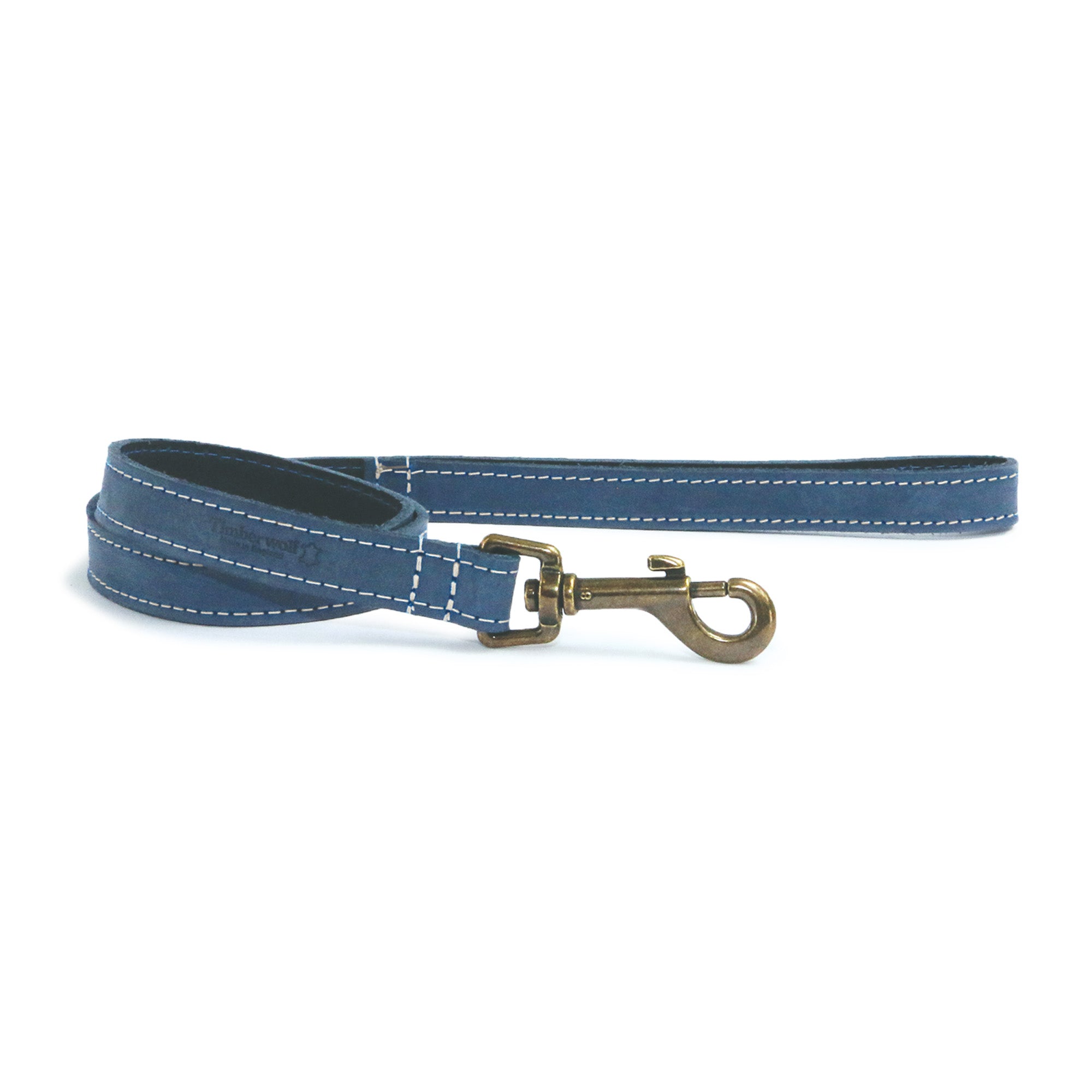 Ancol Timberwolf blue bridle leather dog lead with a trigger hook