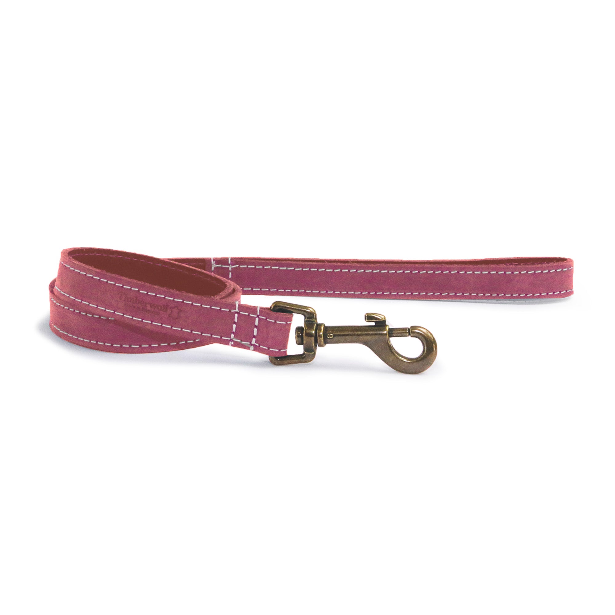 Ancol Timberwolf raspberry bridle leather dog lead with a trigger hook