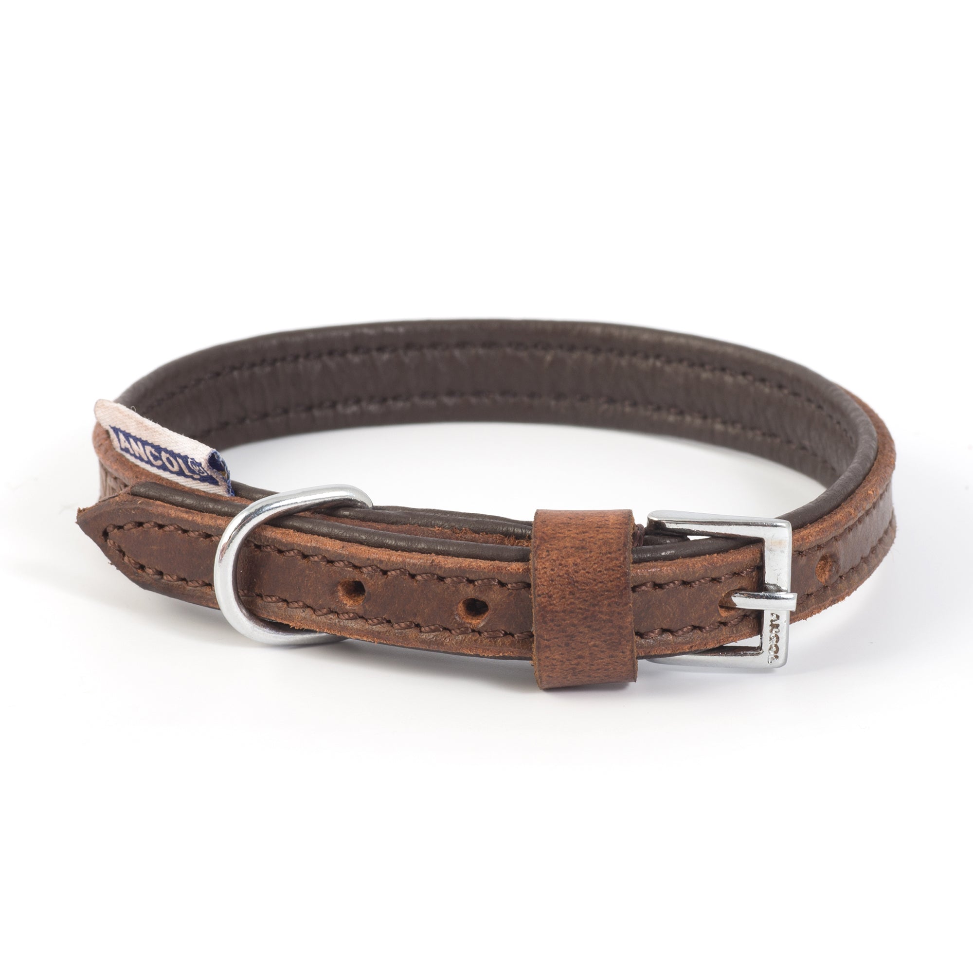 Ancol Vintage Leather Padded Collar Chestnut, Size 2 (26-31cm)