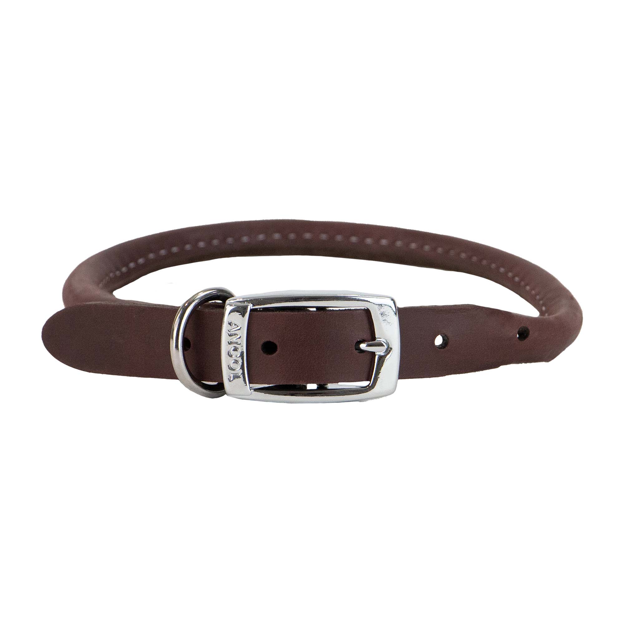 Ancol Heritage rolled leather dog collar in oxblood with a buckle
