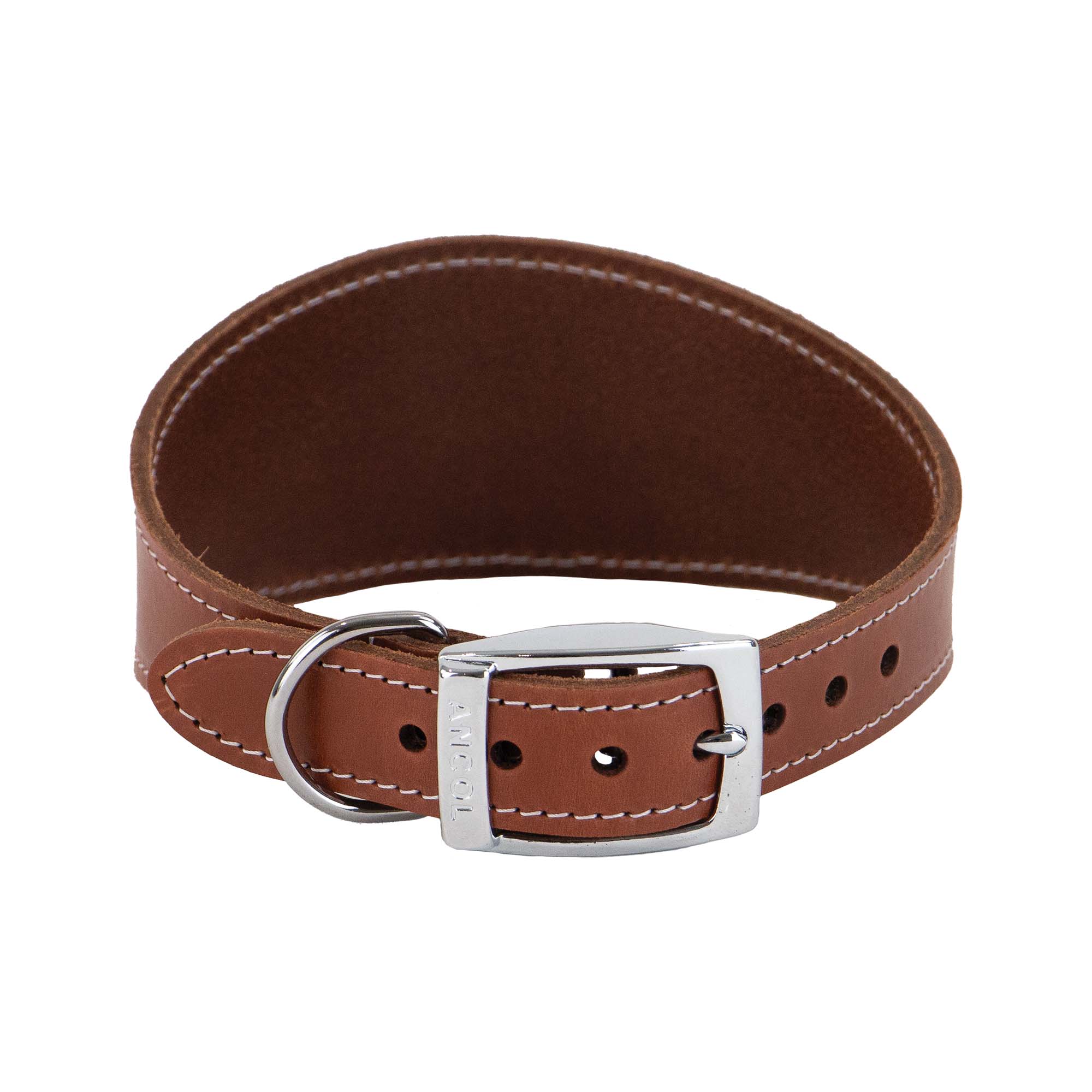 Ancol Heritage tan leather hound collar with a wide front section and buckle